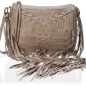 Big Buddha Tan Fringe Crossbody Purse